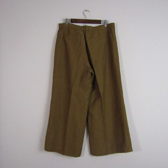 J Jill Pants 12 Green Linen Blend Wide Leg Lagenlook Boho Casual Coastal - Picture 7 of 13